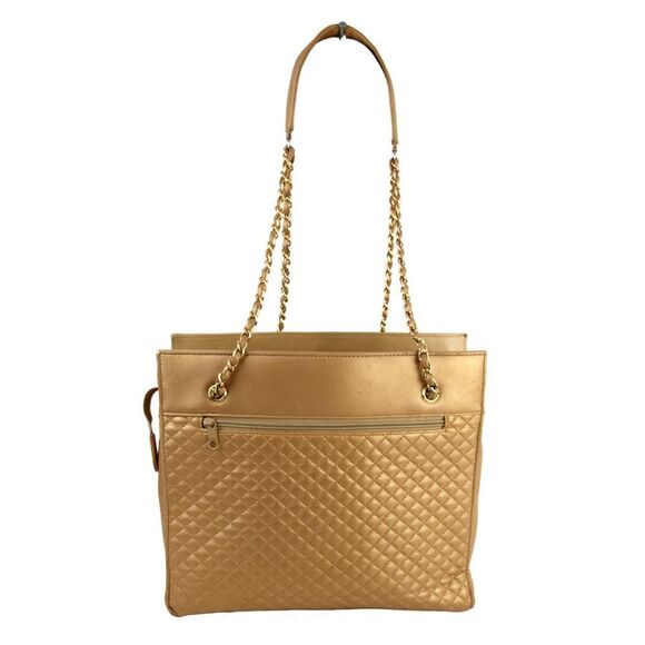 LRG Evan-Picone QUILTED GOLD FAUX LEATHER ORGANIZER CHAIN SHOULDER BAG HANDBAG - Picture 7 of 16